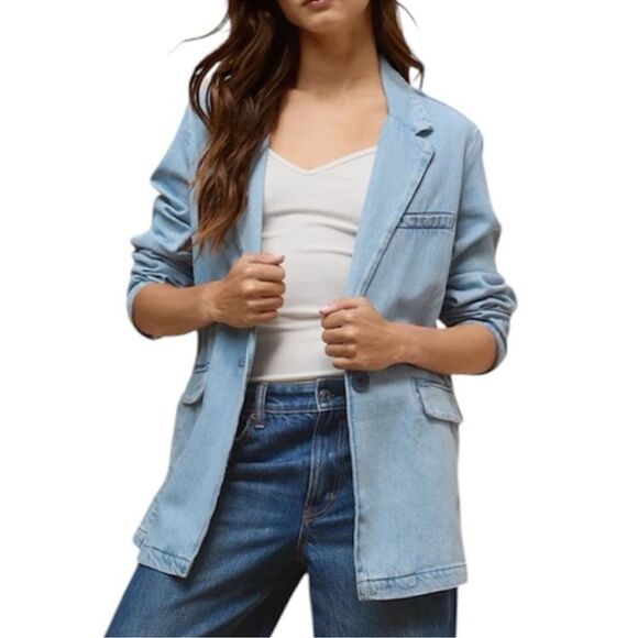 American Eagle Outfitters Light Blue Oversized Jacket(Size Small) - Picture 3 of 11